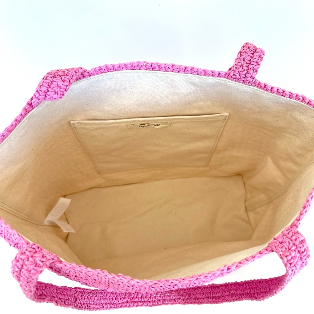 MADEWELL The Transport Retro Pink Woven Straw Carry All Shopping Shoulder Tote - Picture 8 of 11